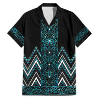 Paua Shell Aotearoa Mangopare Kowhaiwhai and Niho Taniwha Family Matching Mermaid Dress and Hawaiian Shirt Maori New Zealand LT14 Dad's Shirt - Short Sleeve Turquoise - Polynesian Pride