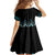 Paua Shell Aotearoa Mangopare Kowhaiwhai and Niho Taniwha Family Matching Off The Shoulder Long Sleeve Dress and Hawaiian Shirt Maori New Zealand
