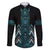 Paua Shell Aotearoa Mangopare Kowhaiwhai and Niho Taniwha Family Matching Off The Shoulder Long Sleeve Dress and Hawaiian Shirt Maori New Zealand