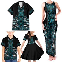 Paua Shell Aotearoa Mangopare Kowhaiwhai and Niho Taniwha Family Matching Tank Maxi Dress and Hawaiian Shirt Maori New Zealand LT14 - Polynesian Pride