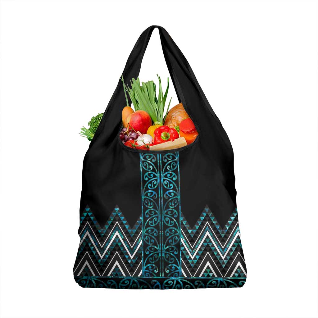 Paua Shell Aotearoa Mangopare Kowhaiwhai and Niho Taniwha Grocery Bag Maori New Zealand LT14 1-pack One Size Turquoise - Polynesian Pride