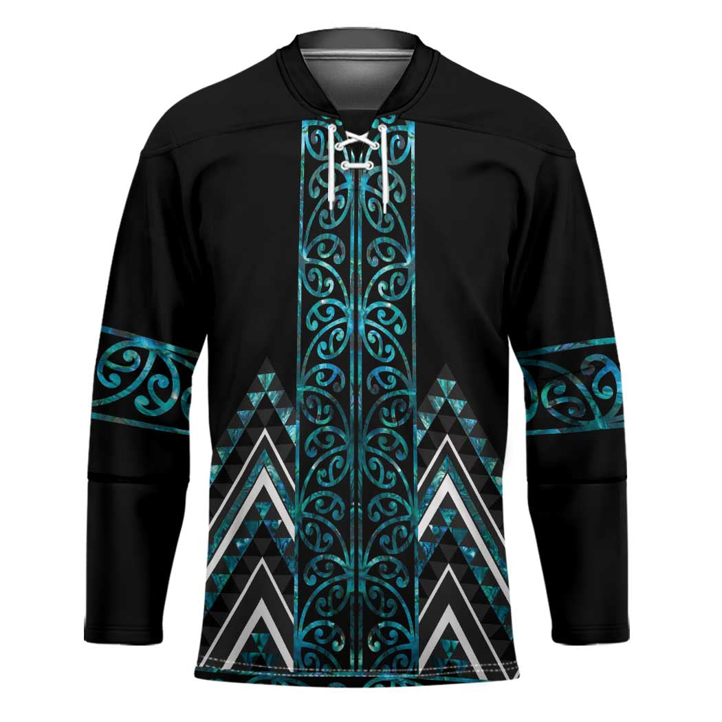 Paua Shell Aotearoa Mangopare Kowhaiwhai Niho Taniwha Hockey Jersey Maori New Zealand LT14 Unisex Turquoise - Polynesian Pride