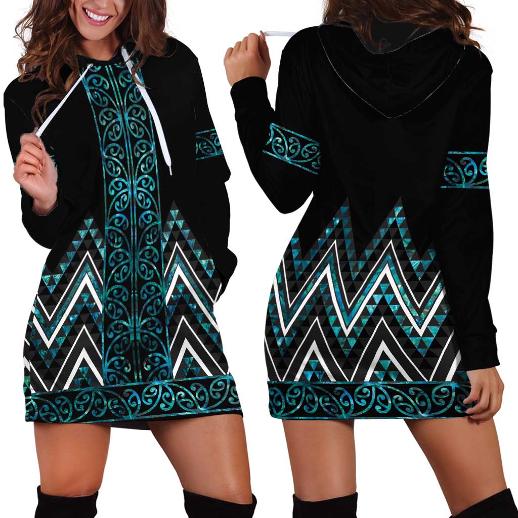 Paua Shell Aotearoa Mangopare Kowhaiwhai and Niho Taniwha Hoodie Dress Maori New Zealand