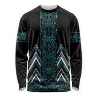 Paua Shell Aotearoa Mangopare Kowhaiwhai and Niho Taniwha Long Sleeve Shirt Maori New Zealand LT14 Unisex Turquoise - Polynesian Pride