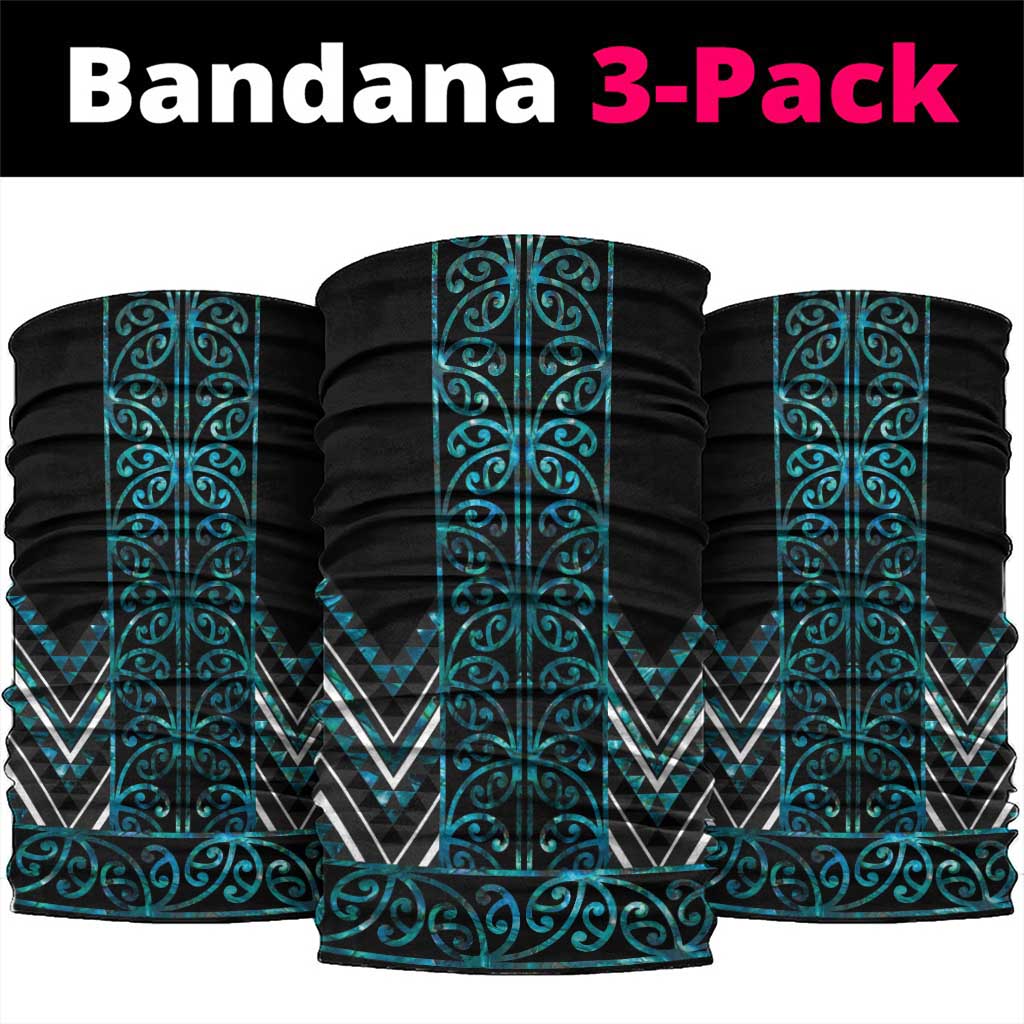 Paua Shell Aotearoa Mangopare Kowhaiwhai Niho Taniwha Neck Gaiter Maori New Zealand LT14 package One Size: 25*50cm Turquoise - Polynesian Pride