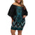 Paua Shell Aotearoa Mangopare Kowhaiwhai and Niho Taniwha Off Shoulder Short Dress Maori New Zealand