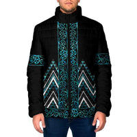 Paua Shell Aotearoa Mangopare Kowhaiwhai Niho Taniwha Padded Jacket Maori New Zealand - Polynesian Pride