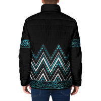 Paua Shell Aotearoa Mangopare Kowhaiwhai Niho Taniwha Padded Jacket Maori New Zealand - Polynesian Pride