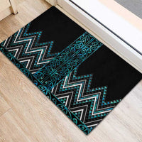 Paua Shell Aotearoa Mangopare Kowhaiwhai and Niho Taniwha Rubber Doormat Maori New Zealand LT14 - Polynesian Pride
