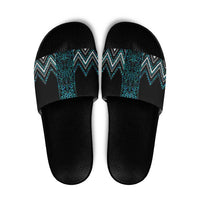 Paua Shell Aotearoa Mangopare Kowhaiwhai Niho Taniwha Slide Sandals Maori New Zealand LT14 Turquoise - Polynesian Pride
