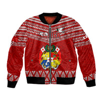 Tonga Rugby Bomber Jacket 2023 World Cup Tongan Kupesi Ngatu Pattern LT14 Unisex Red - Polynesian Pride