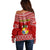 Tonga Rugby Off Shoulder Sweater 2023 World Cup Tongan Kupesi Ngatu Pattern LT14 - Polynesian Pride