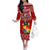 Tonga Rugby Off The Shoulder Long Sleeve Dress 2023 World Cup Tongan Kupesi Ngatu Pattern LT14 Women Red - Polynesian Pride