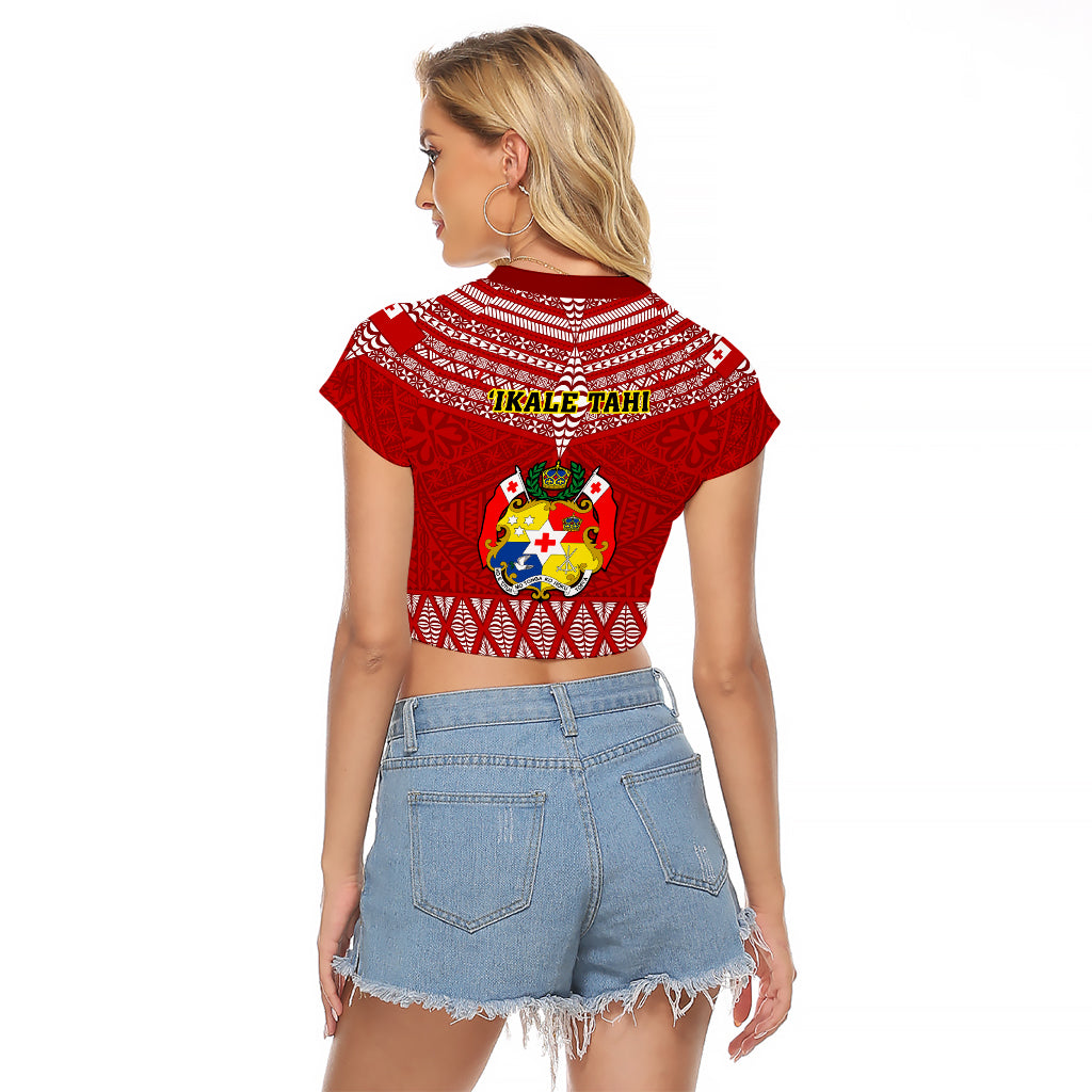 Tonga Rugby Raglan Cropped T Shirt 2023 World Cup Tongan Kupesi Ngatu Pattern LT14 - Polynesian Pride