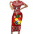 Tonga Rugby Short Sleeve Bodycon Dress 2023 World Cup Tongan Kupesi Ngatu Pattern LT14 Long Dress Red - Polynesian Pride