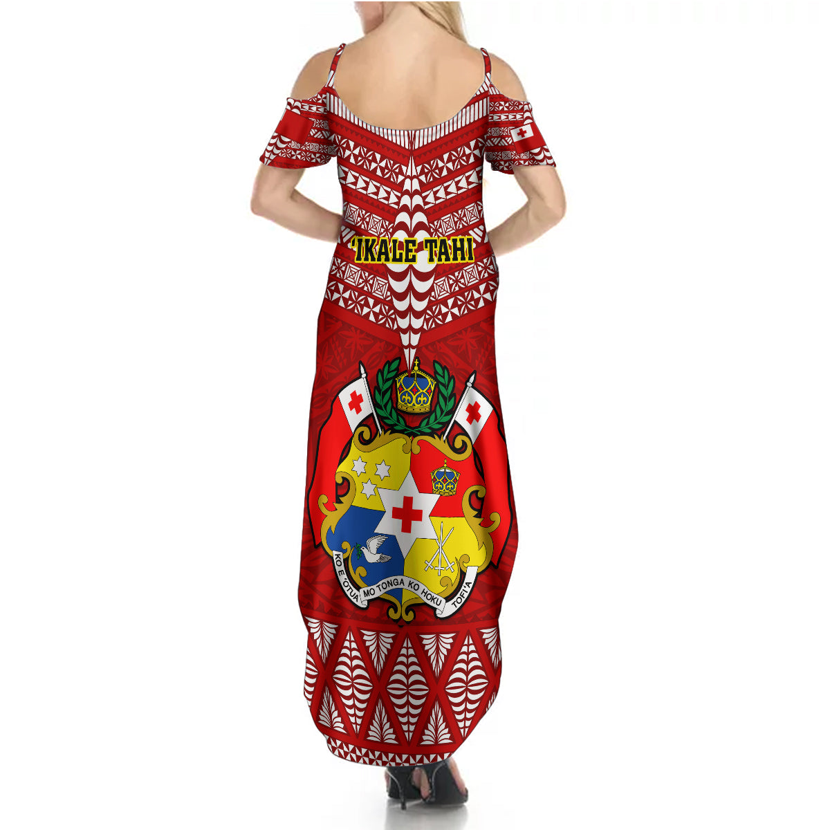 Tonga Rugby Summer Maxi Dress 2023 World Cup Tongan Kupesi Ngatu Pattern LT14 - Polynesian Pride