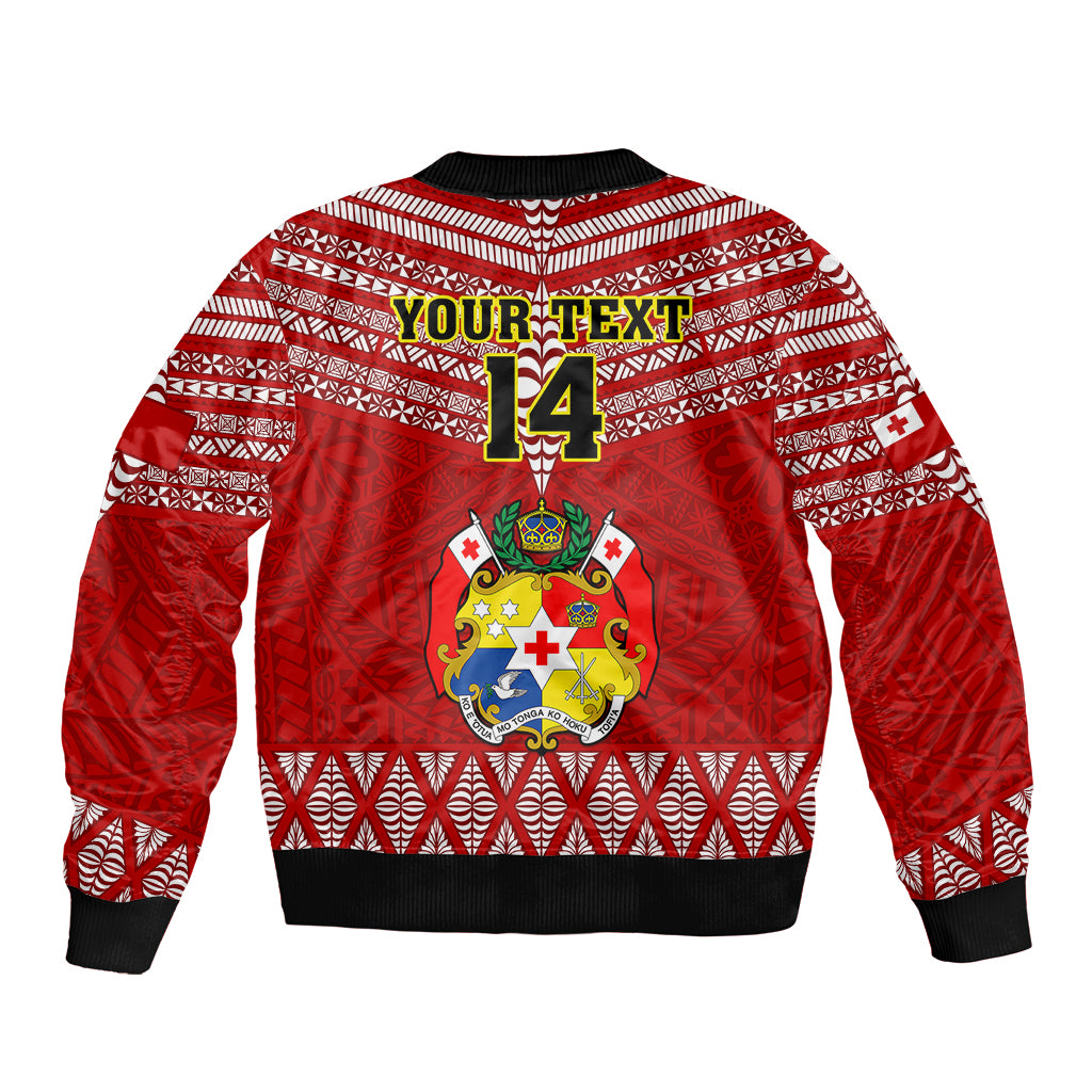 Custom Tonga Rugby Bomber Jacket 2023 World Cup Tongan Kupesi Ngatu Pattern LT14 - Polynesian Pride