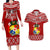 Custom Tonga Rugby Couples Matching Long Sleeve Bodycon Dress and Hawaiian Shirt 2023 World Cup Tongan Kupesi Ngatu Pattern LT14 Red - Polynesian Pride