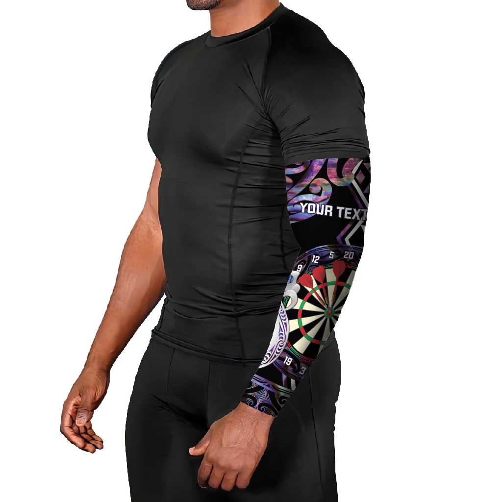 Personalised New Zealand Darts Arm Sleeves Ngutukaka Manaia Taniko Luxury Purple - Polynesian Pride