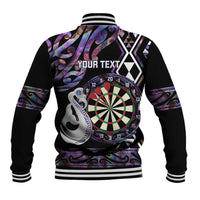 Personalised New Zealand Darts Baseball Jacket Ngutukaka Manaia Taniko Luxury Purple - Polynesian Pride