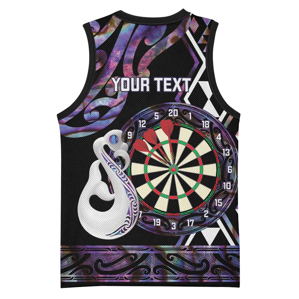 Personalised New Zealand Darts Basketball Jersey Ngutukaka Manaia Taniko Luxury Purple - Polynesian Pride