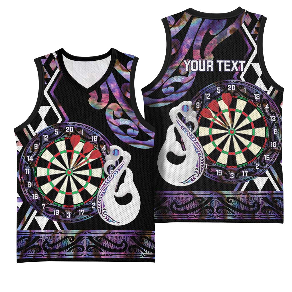 Personalised New Zealand Darts Basketball Jersey Ngutukaka Manaia Taniko Luxury Purple - Polynesian Pride