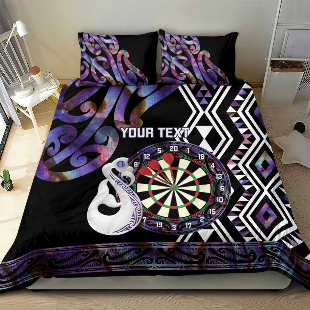 Personalised New Zealand Darts Bedding Set Ngutukaka Manaia Taniko Luxury Purple - Polynesian Pride