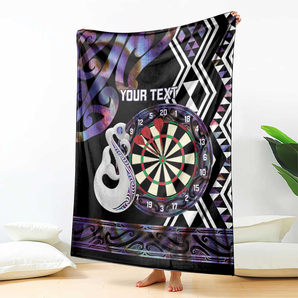 Personalised New Zealand Darts Blanket Ngutukaka Manaia Taniko Luxury Purple - Polynesian Pride