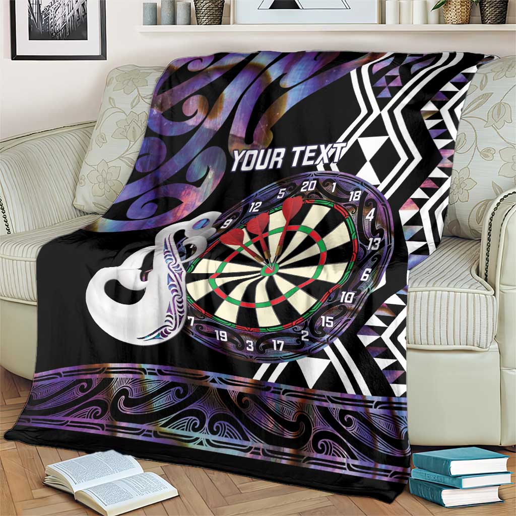 Personalised New Zealand Darts Blanket Ngutukaka Manaia Taniko Luxury Purple - Polynesian Pride