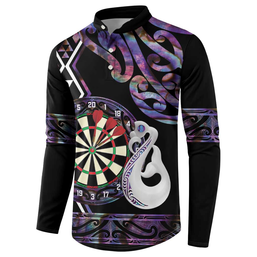 Personalised New Zealand Darts Button Sweatshirt Ngutukaka Manaia Taniko Luxury Purple - Polynesian Pride