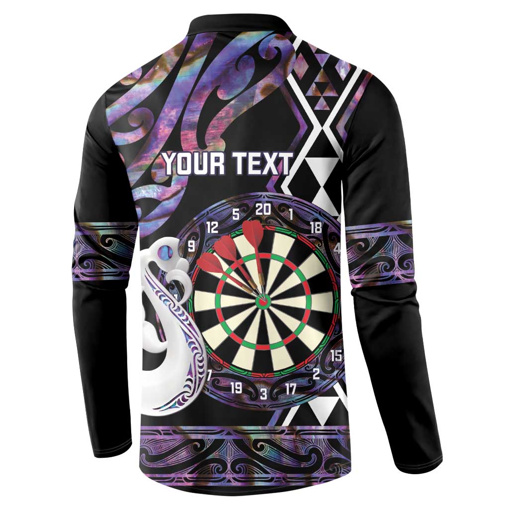 Personalised New Zealand Darts Button Sweatshirt Ngutukaka Manaia Taniko Luxury Purple - Polynesian Pride