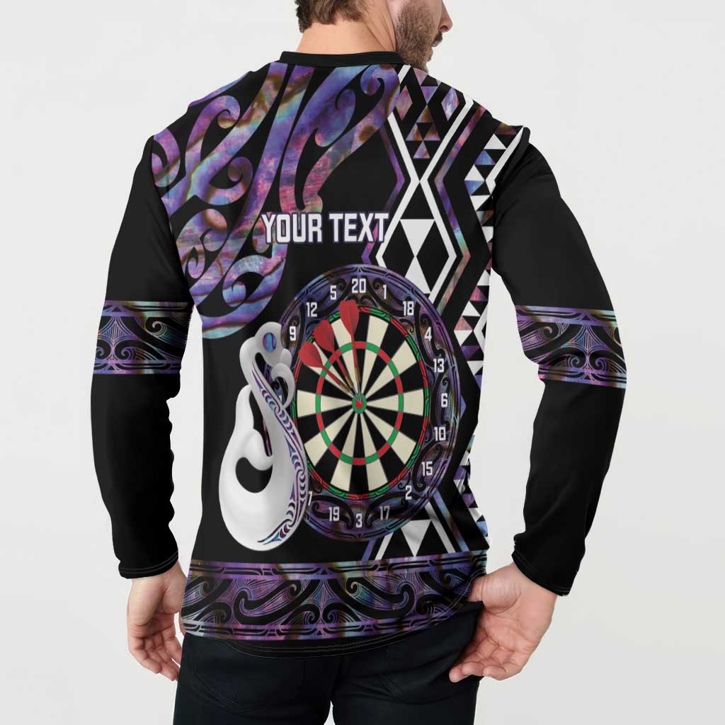 Personalised New Zealand Darts Button Sweatshirt Ngutukaka Manaia Taniko Luxury Purple - Polynesian Pride