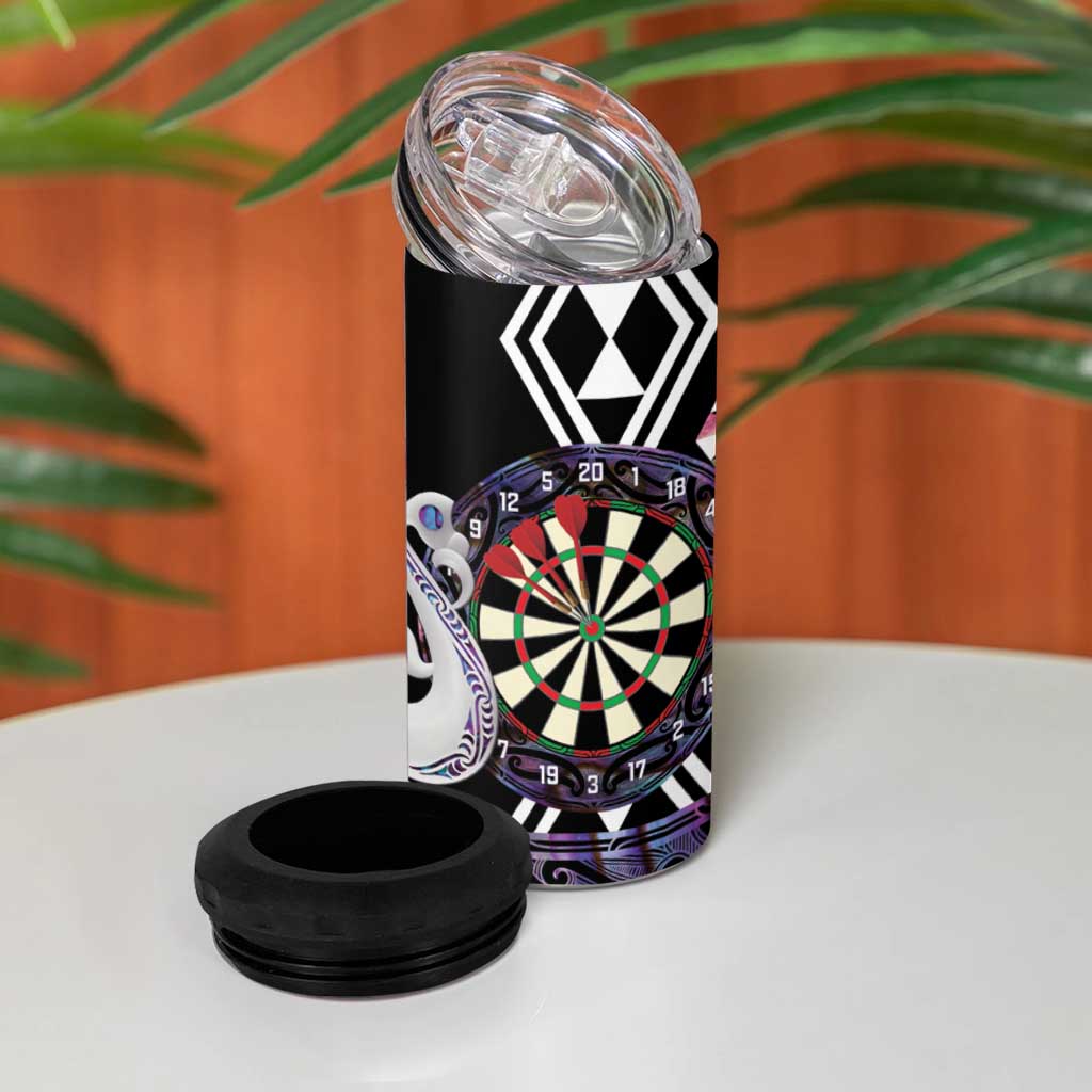 Personalised New Zealand Darts 4 in 1 Can Cooler Tumbler Ngutukaka Manaia Taniko Luxury Purple - Polynesian Pride