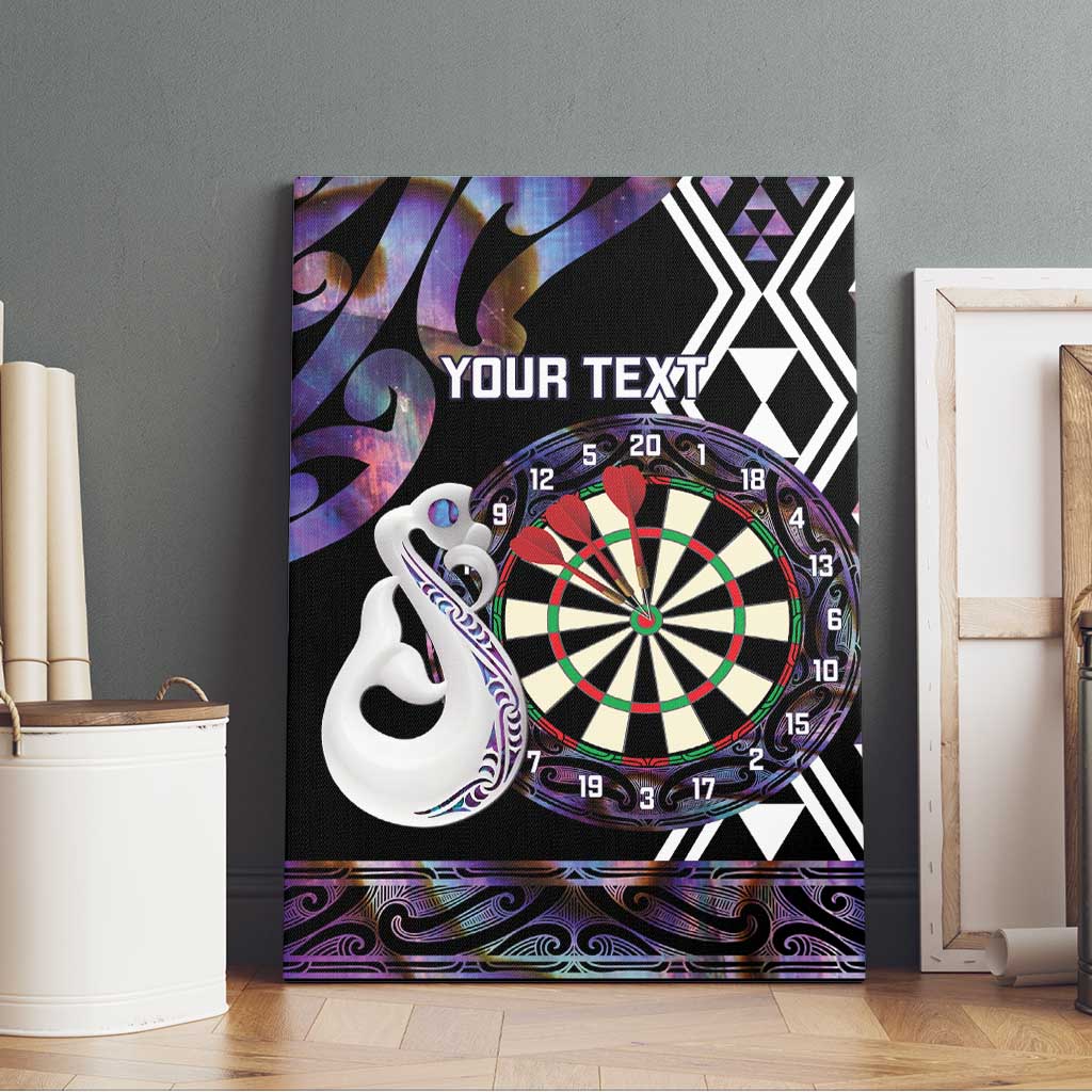 Personalised New Zealand Darts Canvas Wall Art Ngutukaka Manaia Taniko Luxury Purple - Polynesian Pride