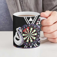 Personalised New Zealand Darts Ceramic Mug Ngutukaka Manaia Taniko Luxury Purple - Polynesian Pride