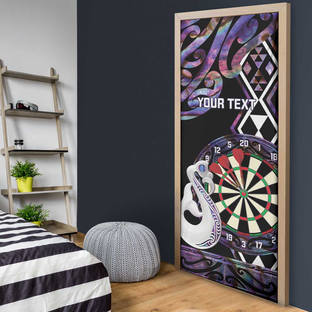 Personalised New Zealand Darts Door Cover Ngutukaka Manaia Taniko Luxury Purple - Polynesian Pride