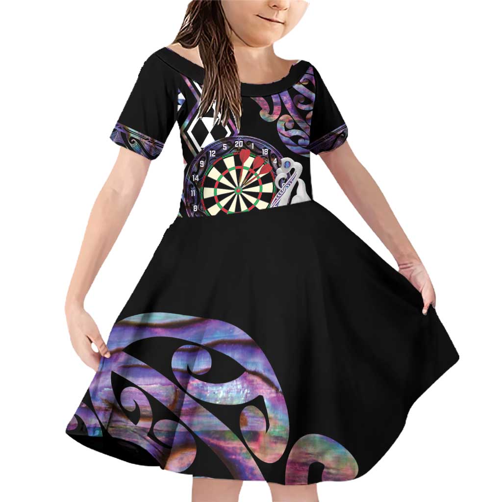 Personalised New Zealand Darts Family Matching Off Shoulder Short Dress and Hawaiian Shirt Ngutukaka Manaia Taniko Luxury Purple - Polynesian Pride