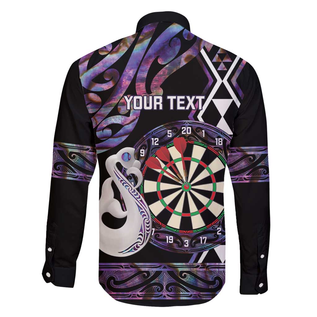 Personalised New Zealand Darts Family Matching Puletasi and Hawaiian Shirt Ngutukaka Manaia Taniko Luxury Purple - Polynesian Pride