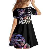 Personalised New Zealand Darts Family Matching Summer Maxi Dress and Hawaiian Shirt Ngutukaka Manaia Taniko Luxury Purple - Polynesian Pride