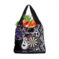 Personalised New Zealand Darts Grocery Bag Ngutukaka Manaia Taniko Luxury Purple - Polynesian Pride