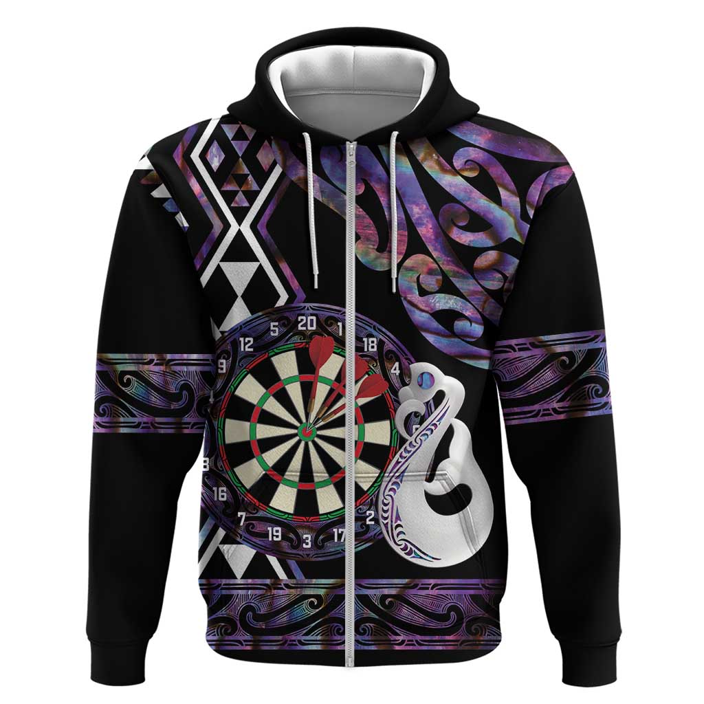 Personalised New Zealand Darts Hoodie Ngutukaka Manaia Taniko Luxury Purple - Polynesian Pride
