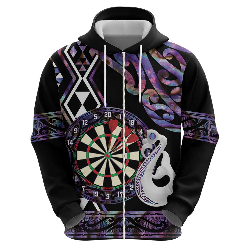 Personalised New Zealand Darts Hoodie Ngutukaka Manaia Taniko Luxury Purple - Polynesian Pride