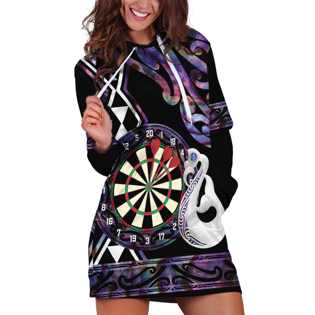 Personalised New Zealand Darts Hoodie Dress Ngutukaka Manaia Taniko Luxury Purple - Polynesian Pride