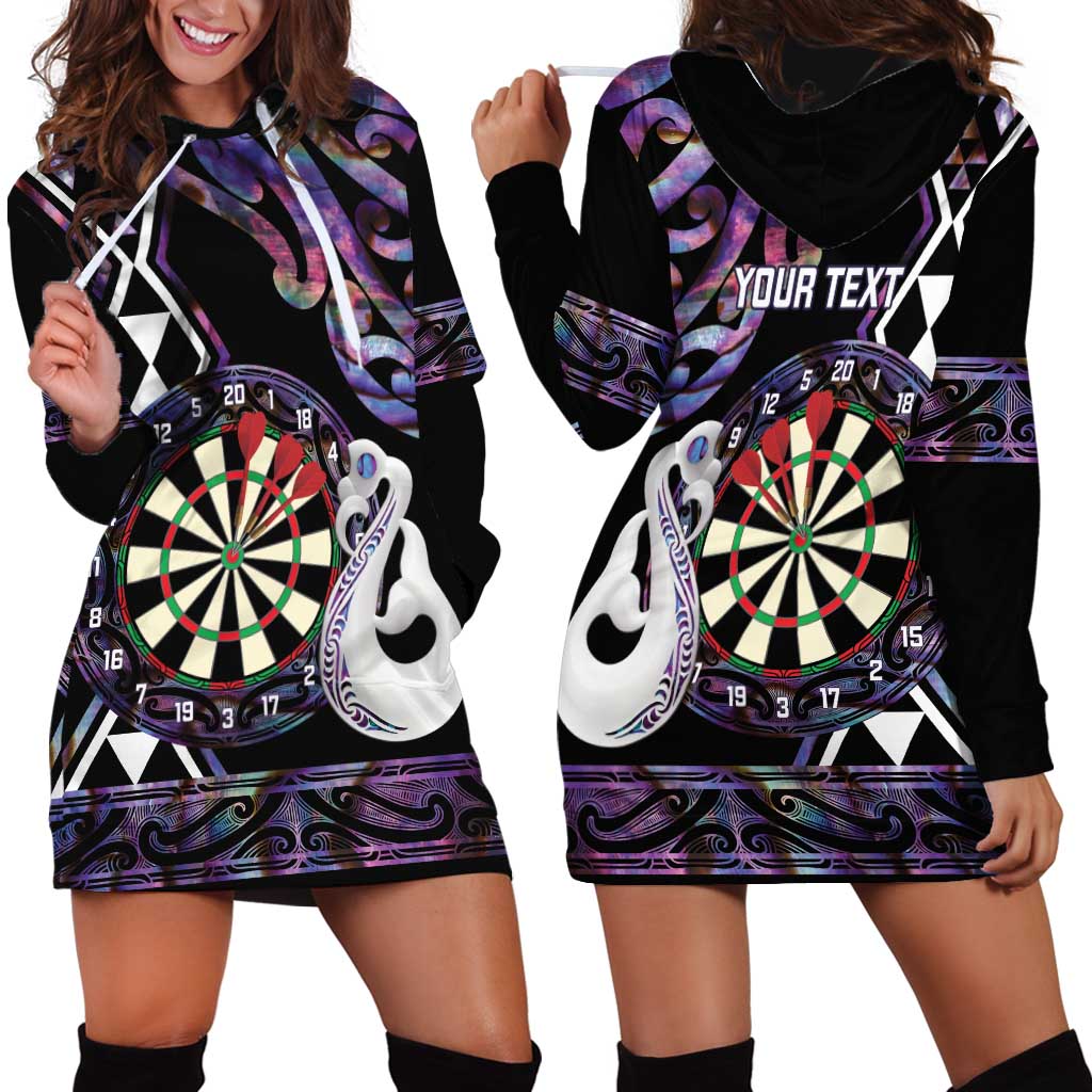 Personalised New Zealand Darts Hoodie Dress Ngutukaka Manaia Taniko Luxury Purple - Polynesian Pride