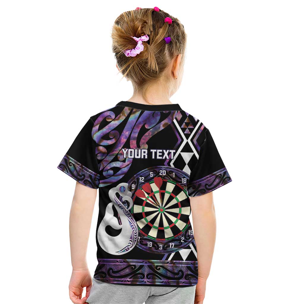 Personalised New Zealand Darts Kid T Shirt Ngutukaka Manaia Taniko Luxury Purple - Polynesian Pride