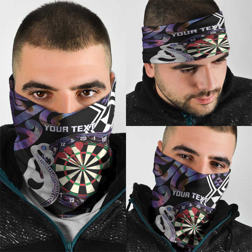 Personalised New Zealand Darts Neck Gaiter Ngutukaka Manaia Taniko Luxury Purple - Polynesian Pride