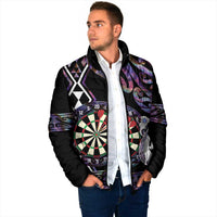 Personalised New Zealand Darts Padded Jacket Ngutukaka Manaia Taniko Luxury Purple - Polynesian Pride