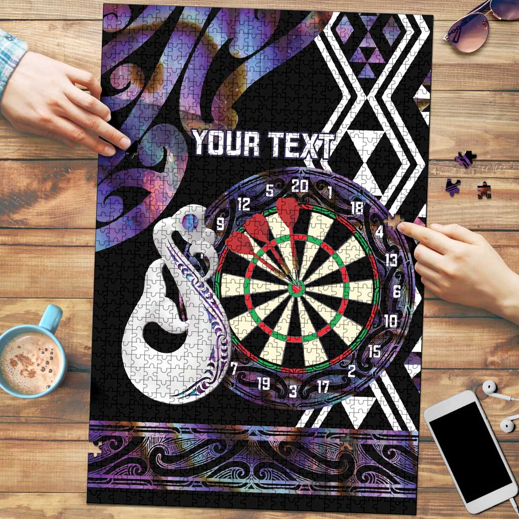 Personalised New Zealand Darts Puzzle Ngutukaka Manaia Taniko Luxury Purple - Polynesian Pride
