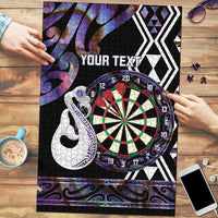 Personalised New Zealand Darts Puzzle Ngutukaka Manaia Taniko Luxury Purple - Polynesian Pride