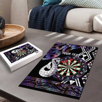 Personalised New Zealand Darts Puzzle Ngutukaka Manaia Taniko Luxury Purple - Polynesian Pride